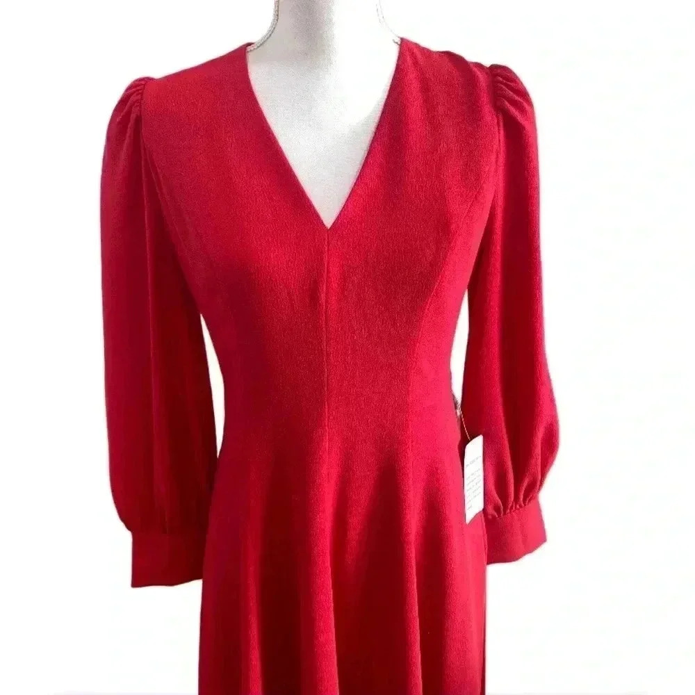 NWT Gal Meets Glam V- Neck Blouson Sleeve Fit and Flare Dress women’s Size 4 - Picture 5 of 10